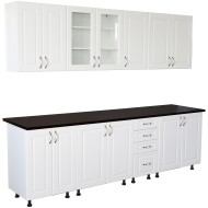 Bucatarie Zebra 260 cm din MDF Alb Mat cu blat termoizolant negru Bucatarie Zebra 260 cm din MDF Alb Mat cu blat termoizolant negru